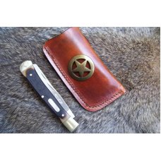 Handmade Leather Pocket Knife Case Large Upright - Open Top # 19659