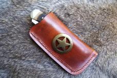 Handmade Leather Pocket Knife Case Large Upright - Open Top # 19659