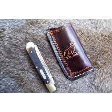 Handmade Leather Pocket Knife Case Large Upright - Open Top #19660