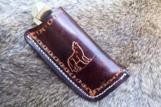 Handmade Leather Pocket Knife Case Large Upright - Open Top #19660