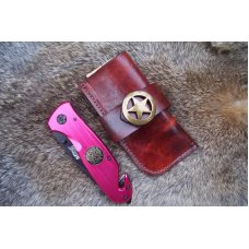 Handmade Leather Pocket Knife Case Large Upright - Open Top # 19681