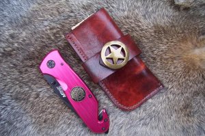 Handmade Leather Pocket Knife Case Large Upright - Open Top # 19681