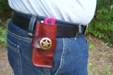 Handmade Leather Pocket Knife Case Large Upright - Open Top # 19681
