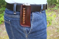 Handmade Leather Pocket Knife Case Large Upright - Open Top # 