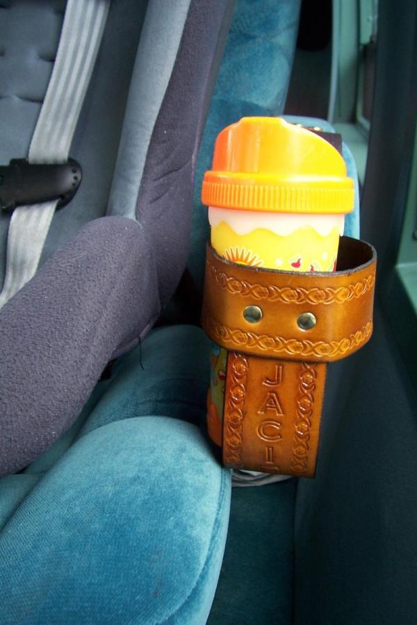 Custom Leather Cup Holder (Car or Belt)