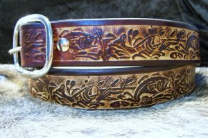 Handmade Leather Belt Bass Fishing Tooling- Made in the USA