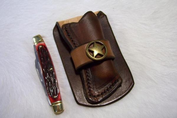 Handmade Leather Pocket Knife Case Small Upright 