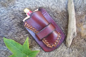 Handmade Leather Pocket Knife Case Small Upright 