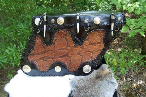 Custom Leather Motorcycle Saddle Bags - Python Skin Outlay & More