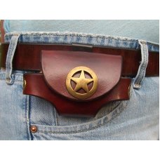 Handmade Custom Leather Cell Phone Case - Sideways carry- Ranger Star