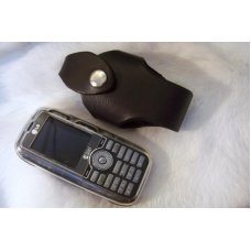 Handmade Custom Leather Cell Phone Case - Black Oil Stain