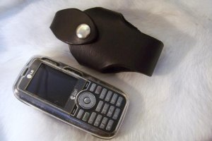 Handmade Custom Leather Cell Phone Case - Black Oil Stain