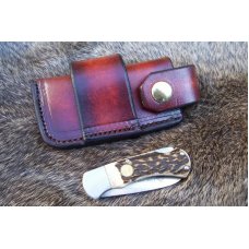 Handmade Leather Pocket Knife Case Sidewinder Med.