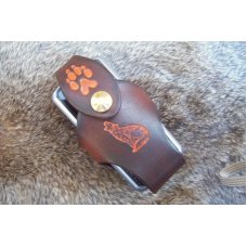 Handmade Custom Leather Cell Phone Case -Brown Oil Stain