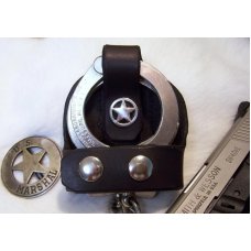 Custom Leather Handcuff Holder - Ranger star snap
