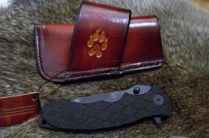 Handmade Leather Pocket Knife Case Large Sidewinder 