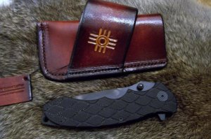 Handmade Leather Pocket Knife Case Large Sidewinder 