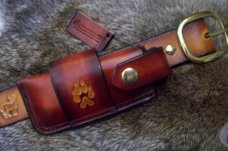 Handmade Leather Pocket Knife Case Large Sidewinder 