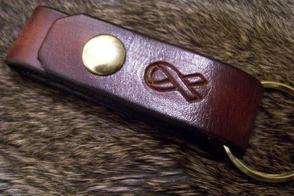 Custom Leather Heavy Duty Belt key Holder - Brown With Ribbion