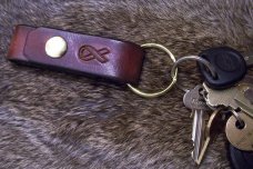 Custom Leather Heavy Duty Belt key Holder - Brown With Ribbion