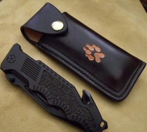Handmade Leather Pocket Knife Case Large Upright & Sideways - Wolf Track Tooling