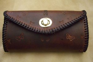 Handmade Leather Phoenix Clutch Purse