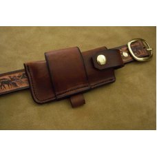 Handmade Leather Pocket Knife Case Large Sidewinder - Firesteel Loop