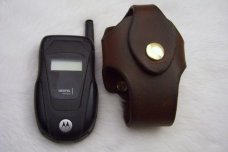 Handmade Custom Leather Cell Phone Case - Swivel Belt Clip - Brown Oil Stain