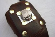 Handmade Custom Leather Cell Phone Case - Swivel Belt Clip - Brown Oil Stain