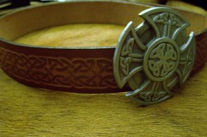 Handmade Leather Belt - Celtic Tooling- Made in the USA