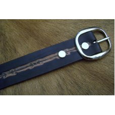 Handmade Leather Belt - Barbwire Tooling - Made in the USA