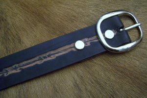 Handmade Leather Belt - Barbwire Tooling - Made in the USA