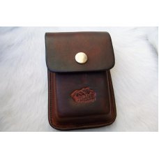 Custom Leather Cell Phone Case- Brown Oil Stain - Mountain Range Stamp- Fits iphone & Droid