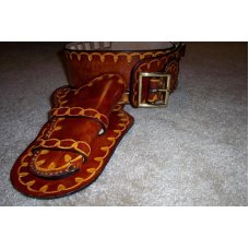Handmade Lined Leather Holster & Cartridge Belt Rig - Custom Tooling - See Gun List Below
