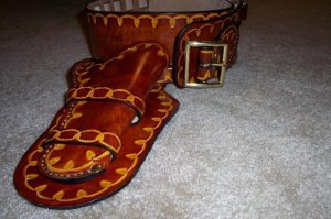 Handmade Lined Leather  Holster & Cartridge Belt  Rig - Custom Tooling - See Gun List Below 