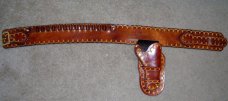 Handmade Lined Leather  Holster & Cartridge Belt  Rig - Custom Tooling - See Gun List Below 