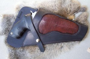 Custom Leather Gun Holster - Can Be Modified To Fit Differant Models Including Autos - Lizard Skin