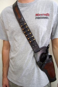 Custom Leather Lined Shoulder Rig With Cartridge Loops - Lizard Skin Inlays, See Gun List Below