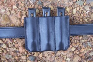 Custom Leather Triple Magazine Pouch with a Belt Loop - Browning Buckmark .22 or Other Autos