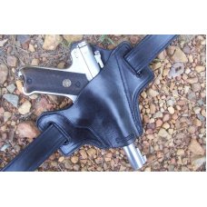 Leather Gun Holster For Semi Autos - Pancake- Browning Buckmark or S&W 22A-1, See Gun List Below