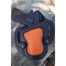Custom Leather Gun Holster - Detachable Belt Slots - Alligator Inlay - See Gun List Below
