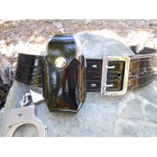Custom Leather Cell Phone Case - Black Patent Leather - Great For Law Enforcement