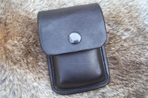 Custom Leather Cell Phone Case- Black Oil Stain - Black Snap