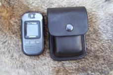 Custom Leather Cell Phone Case- Black Oil Stain - Black Snap
