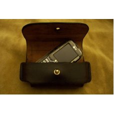 Custom Leather Cell Phone Case - Sideways Carry - Button Stud Closure - Fits iphone & Droid