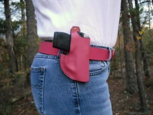 Leather Holster (OWB) & Belt - Pink - PT738,TCP,Keltec,LCP,P238, See Gun List Below