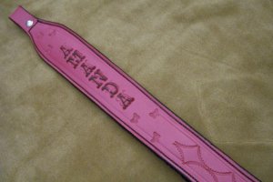 Leather Rifle / Shotgun Sling - Pink - Custom Tooling - Shoulder Padding