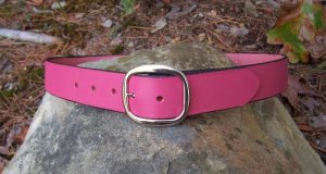 Handmade Leather Belt - Pink