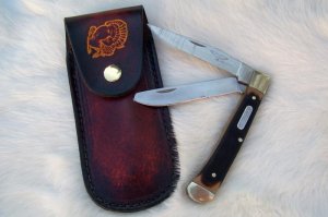 Custom Leather Pocket Knife Case Large - Up to 4-1/2