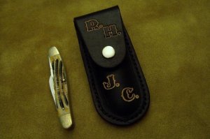 Custom Leather Pocket Knife Case - Small Upright - Custom Tooling